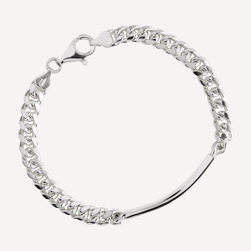 Sterling Silver Cuban Men’s Silver ID Chain Bracelet