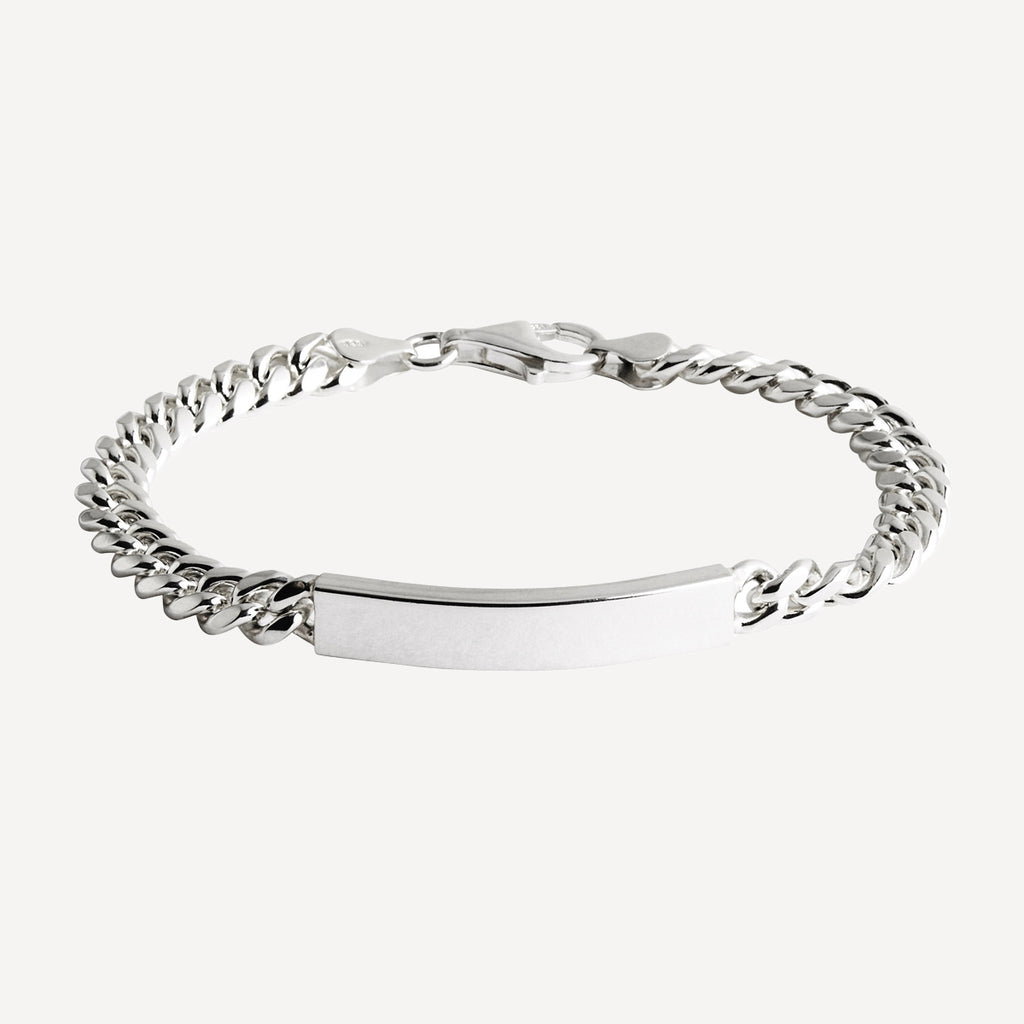 Cuban Men’s Silver ID Chain Bracelet