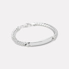 Sterling Silver Cuban Men’s Silver ID Chain Bracelet