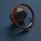 Kinship Men’s Leather and Steel Bracelet