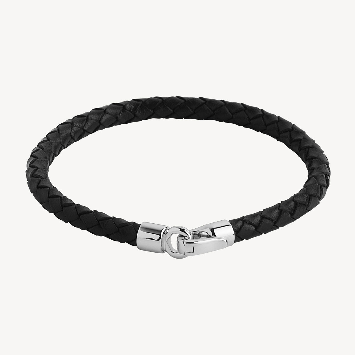 Black The Mariner Men’s Black Plaited Leather and Steel Bracelet