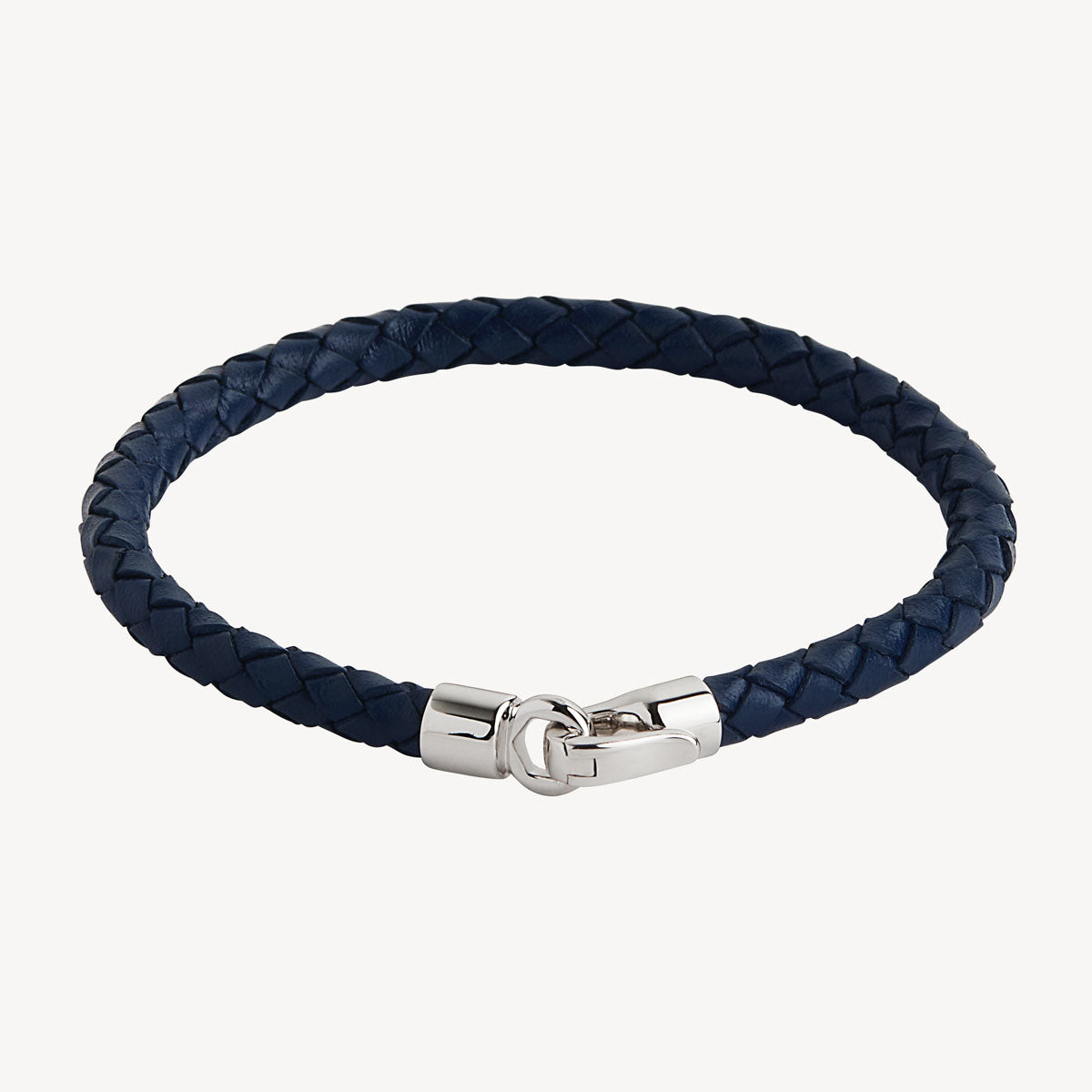 Navy The Mariner Men’s Plaited Leather and Steel Bracelet