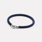 Navy The Mariner Men’s Navy Plaited Leather and Steel Bracelet
