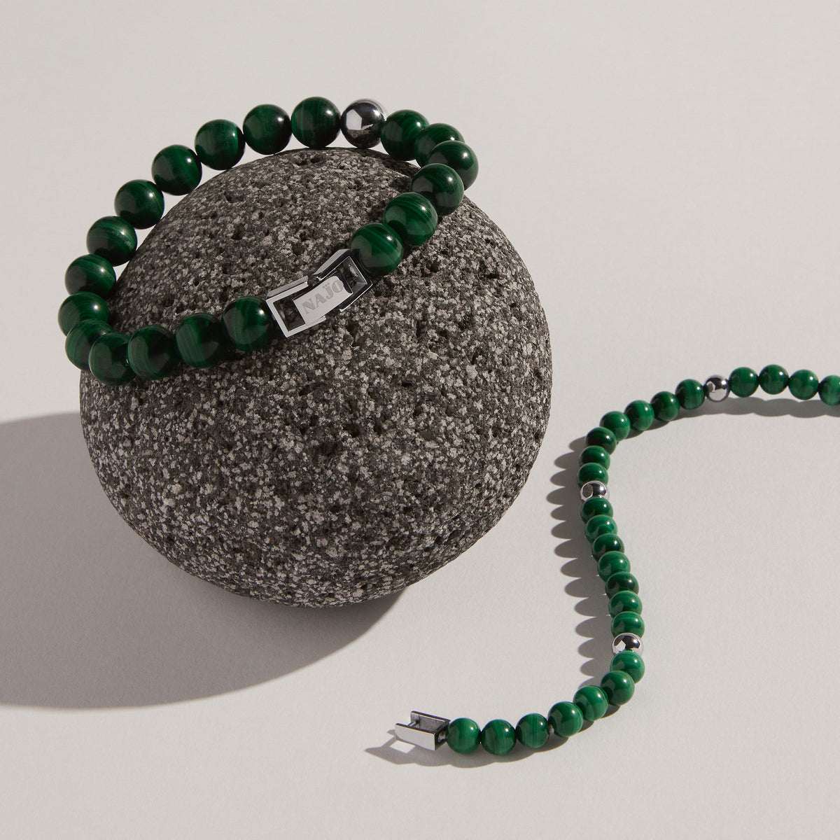 Atlas Men's 10mm Beaded Malachite Bracelet