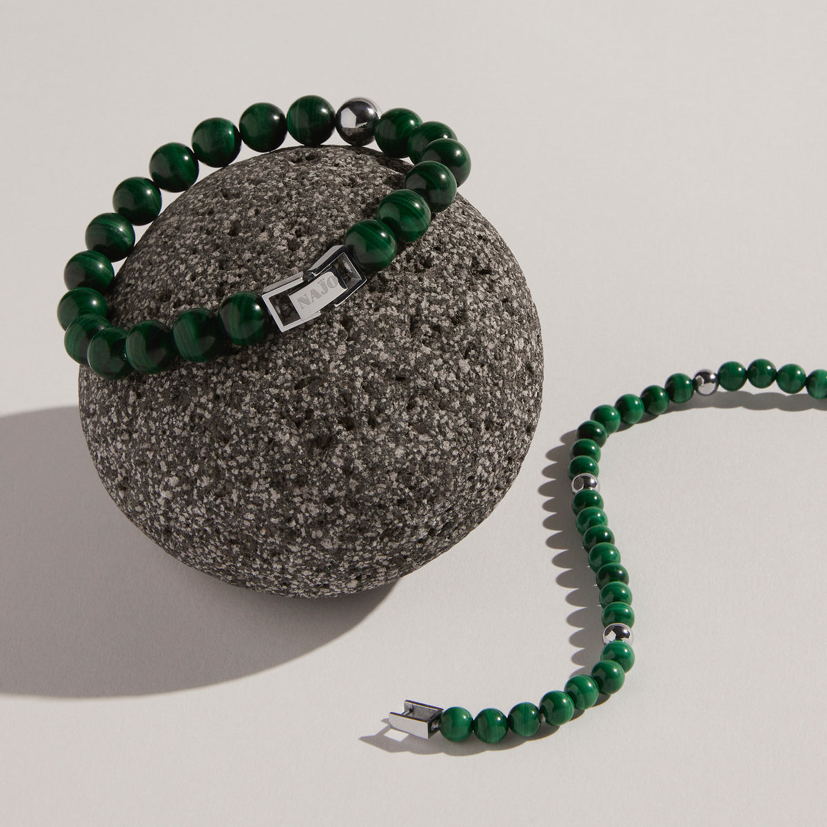 Atlas Men's 6mm Beaded Malachite Bracelet