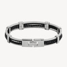 Black Band of Strength Men’s Plaited Leather and Steel Bracelet