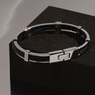 Band of Strength Men’s Plaited Leather and Steel Bracelet