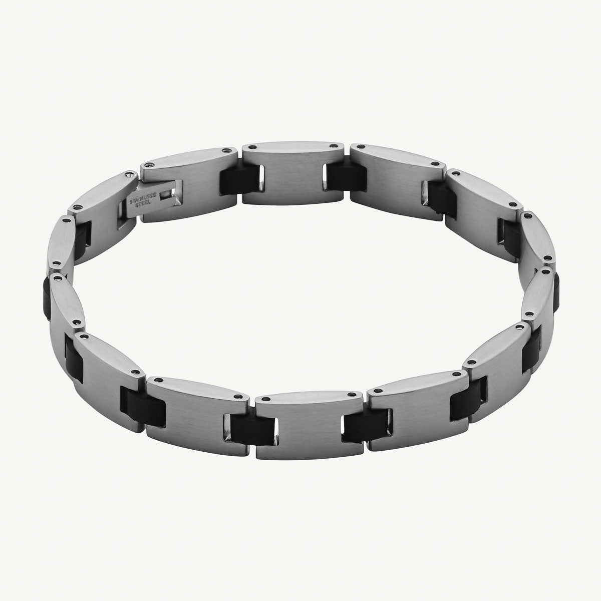 Stainless Steel Paragon Men's Steel & Rubber Bracelet