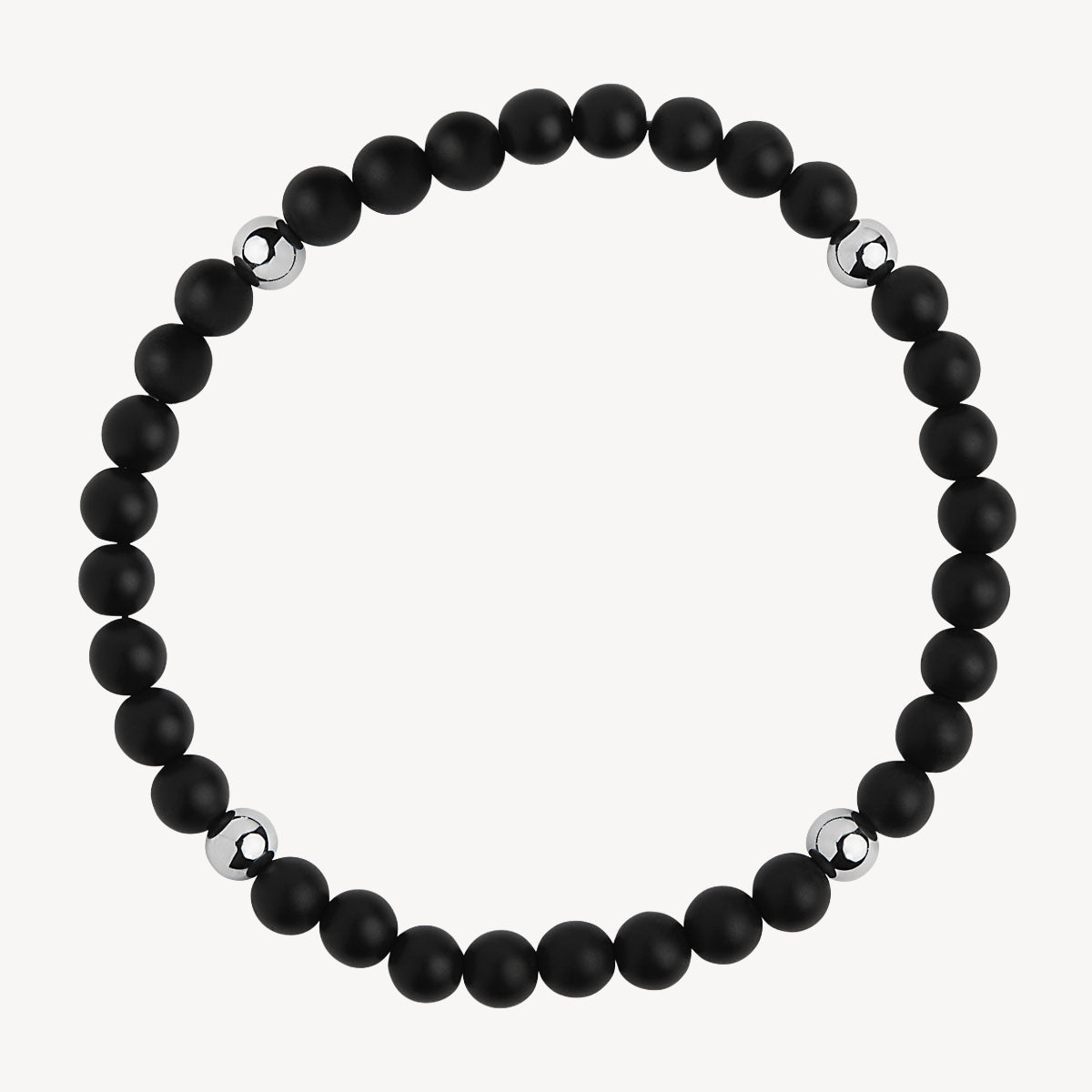 Apollo Men's 6mm Matt Onyx & Steel Elasticated Stretch Bracelet