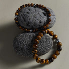 Apollo Men's 6mm Tiger Eye & Steel Elasticated Stretch Bracelet