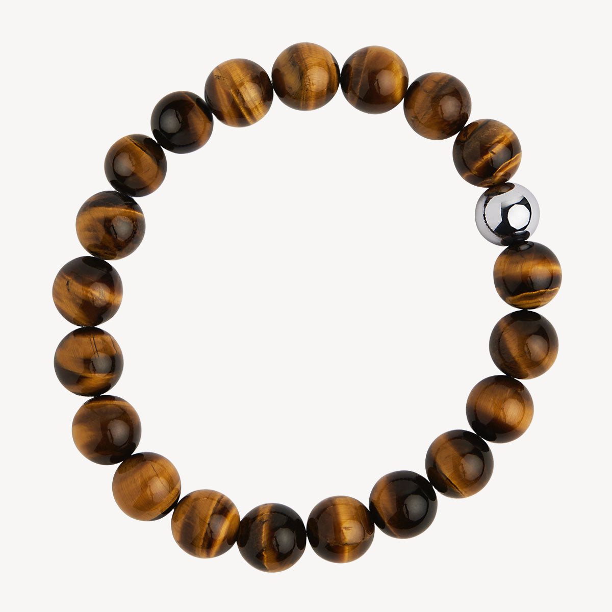 Apollo Men's 10mm Tiger's Eye Steel & Elasticised Bracelet