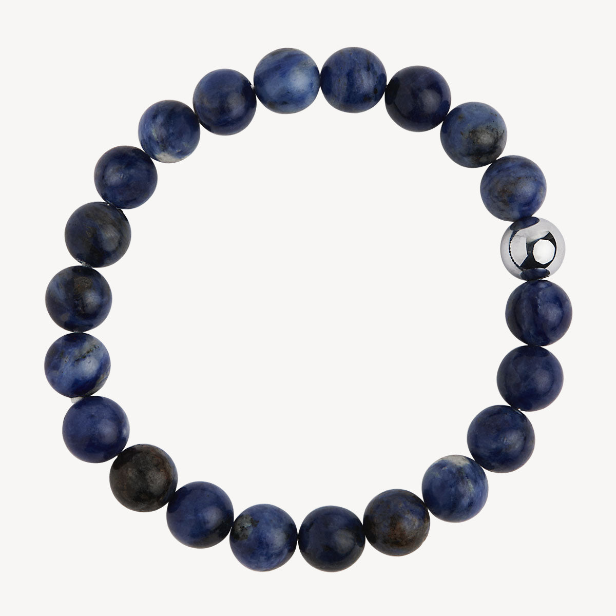 Apollo Men's 10mm Sodalite & Steel Elasticised Stretch Bracelet
