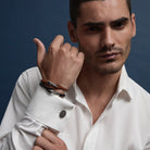 Kinship Men’s Leather and Steel Bracelet