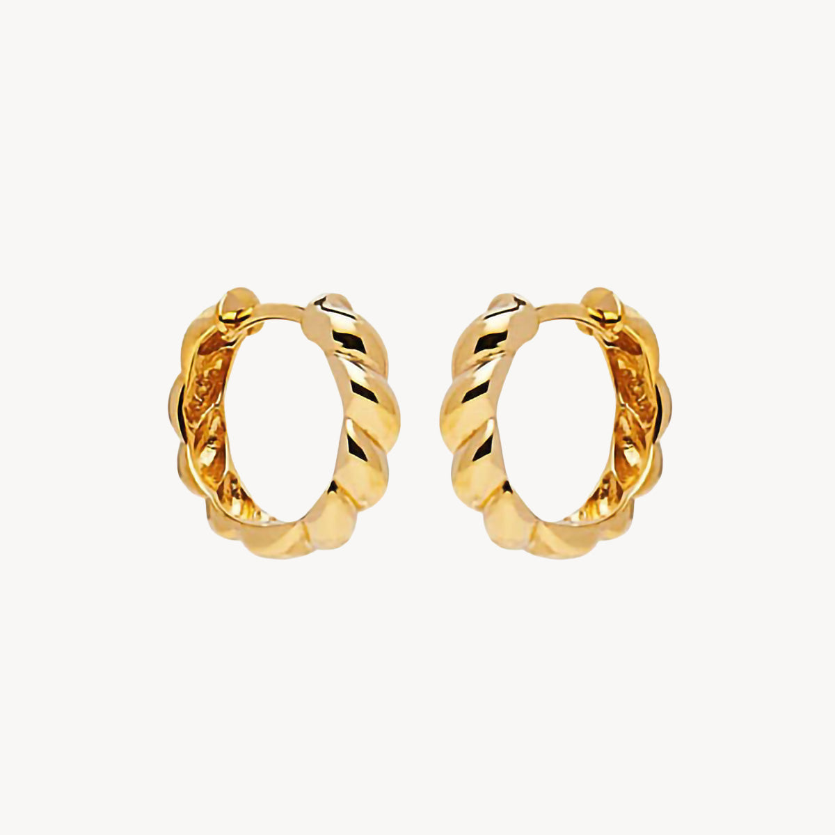 Yellow Gold Zippy Twist Huggie Earring