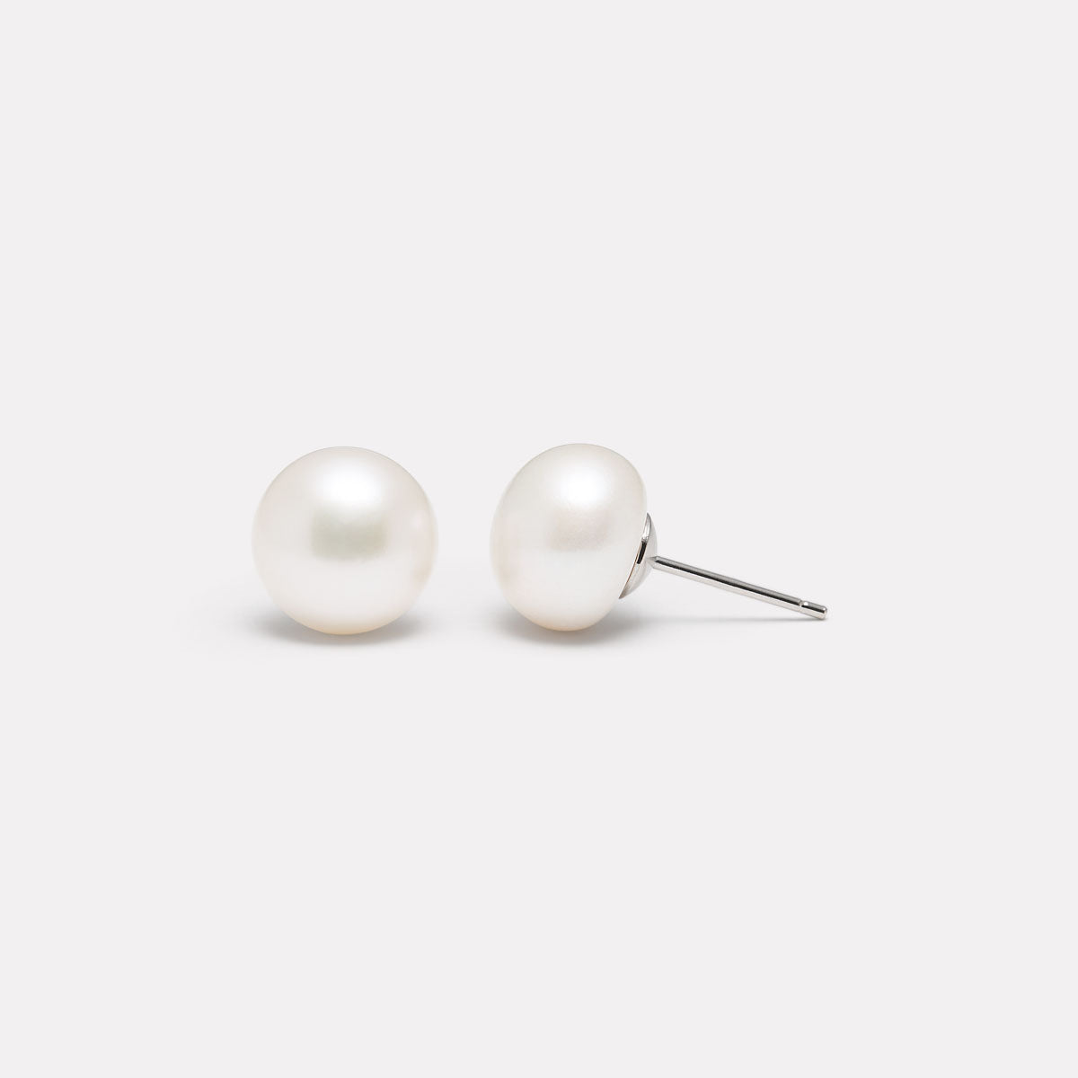 Large Sterling Silver Luminosity Pearl Bridal Stud Earring