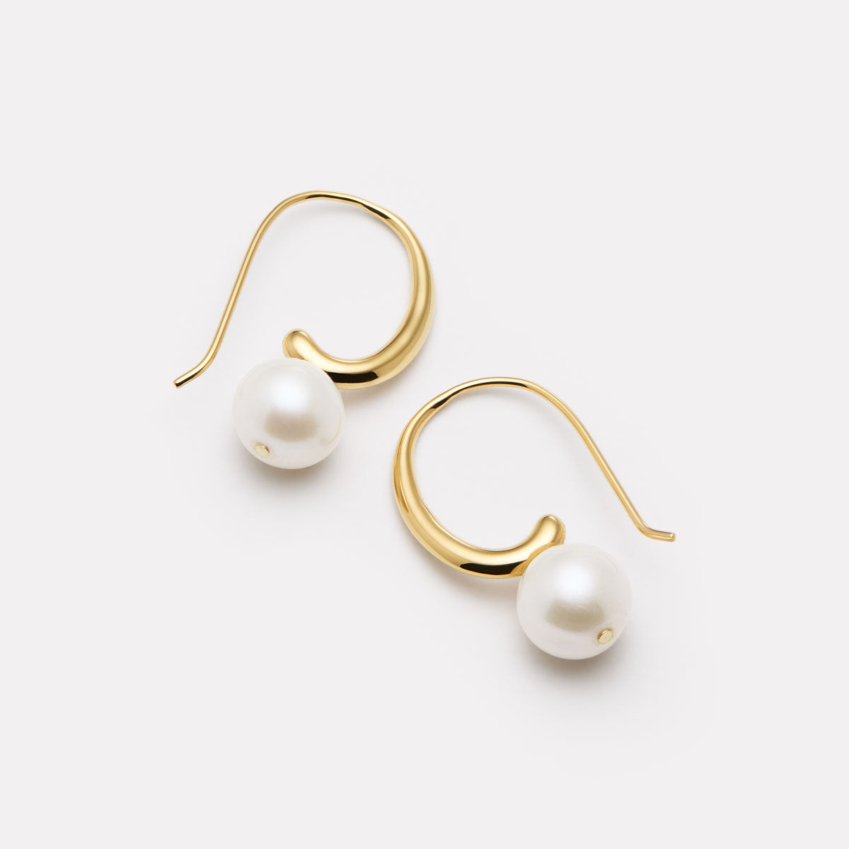 Yellow Gold Fern Pearl Earrings
