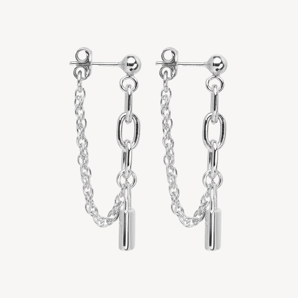 Love Lock Chain Stud Earrings