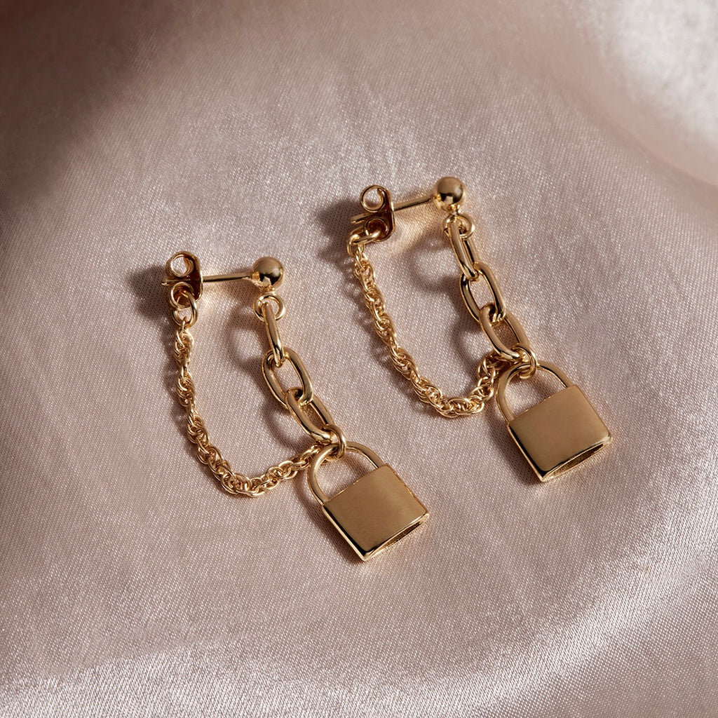 Love Lock Chain Stud Earrings