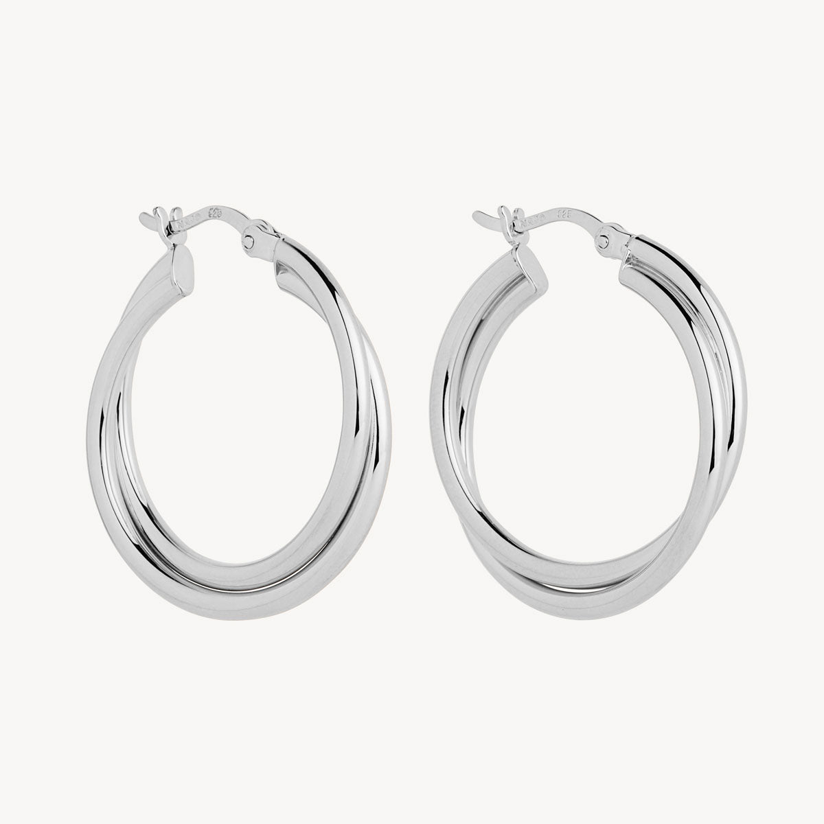 Sterling Silver Duet Hoop Earrings