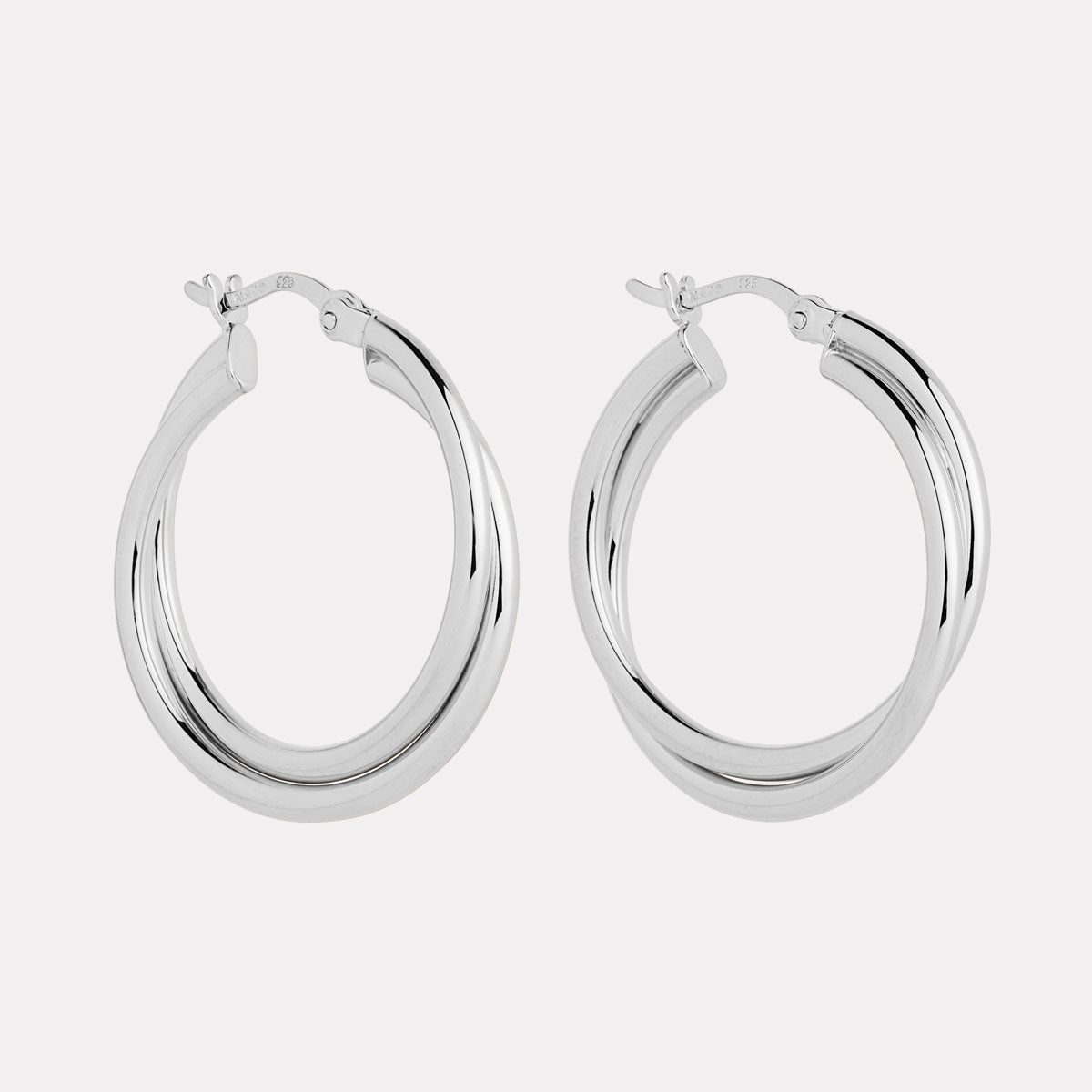 Sterling Silver Duet Hoop Earrings