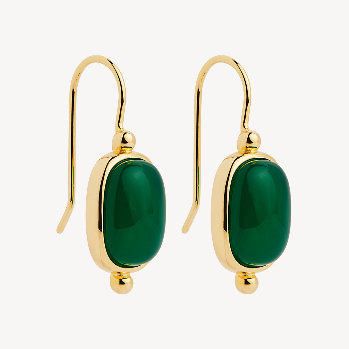 Yellow Gold Fleur Green Onyx Earrings