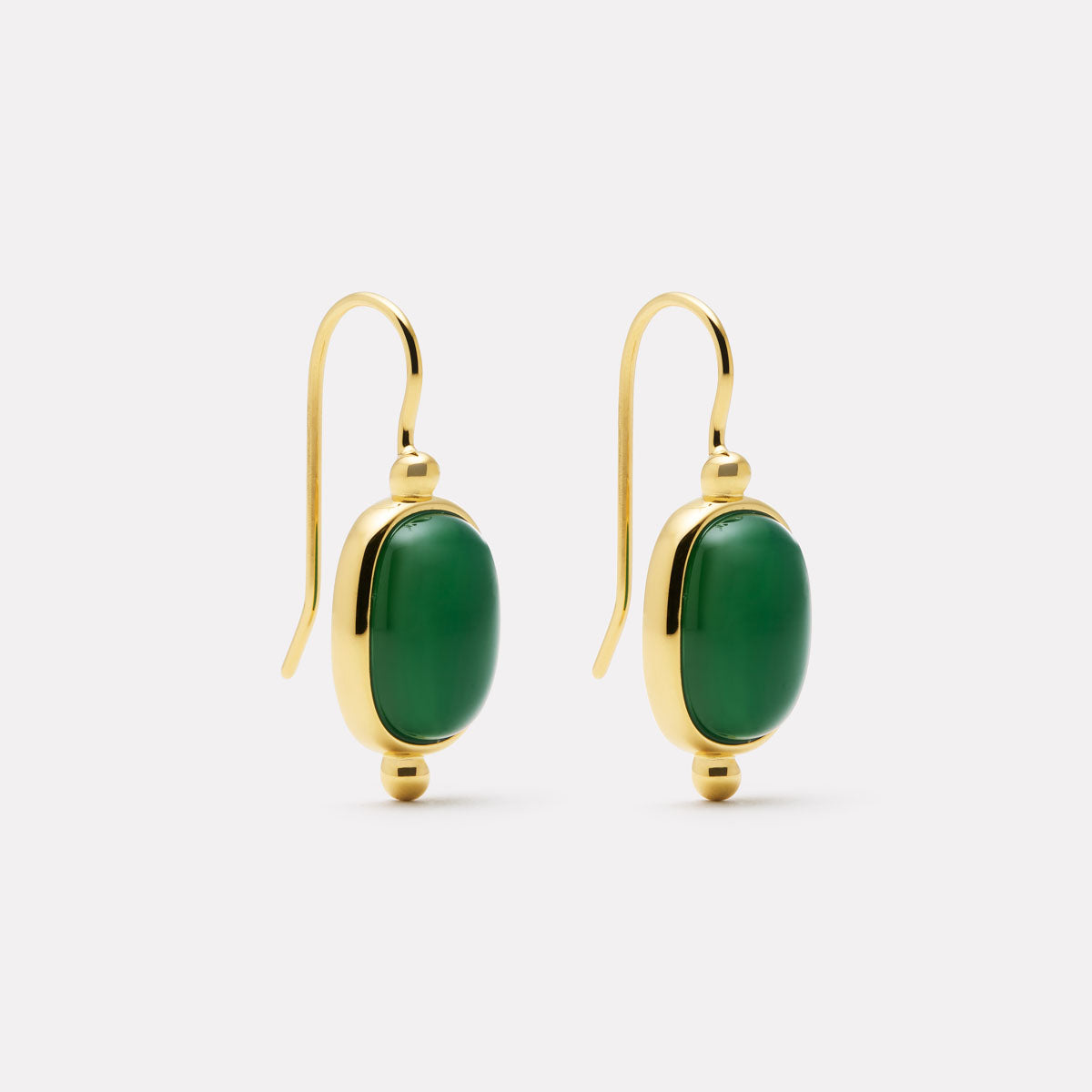 Yellow Gold Fleur Green Onyx Earrings
