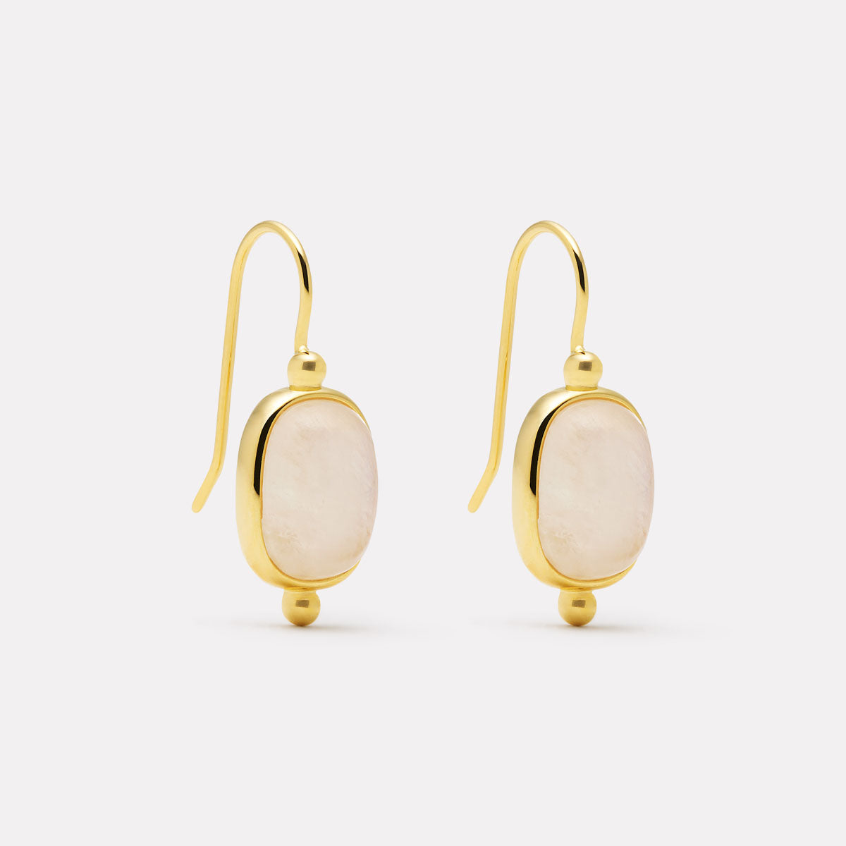Yellow Gold Fleur Rainbow Moonstone Earrings