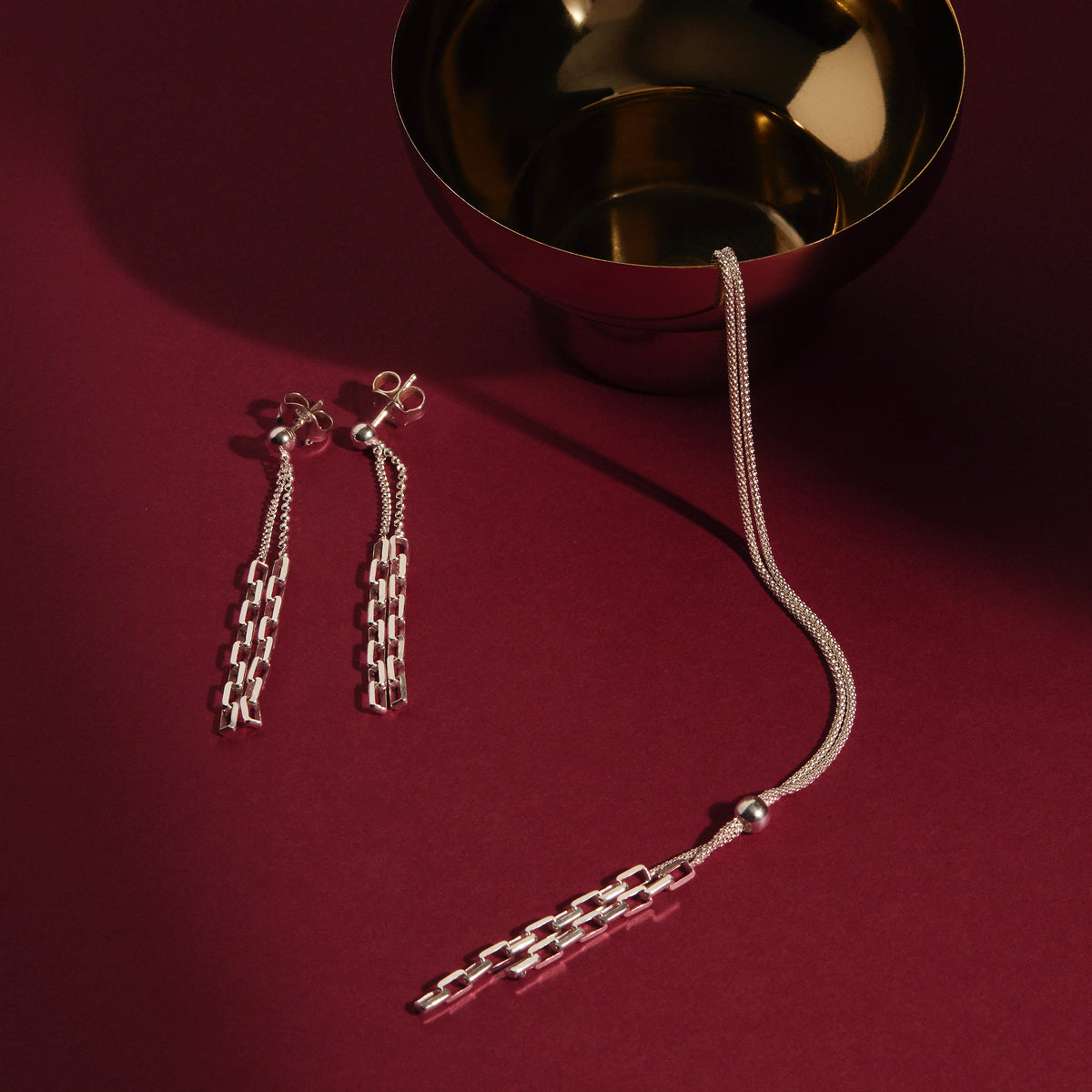 Stardust Double Chain and Link Earrings