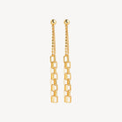 Yellow Gold Stardust Double Chain and Link Earrings