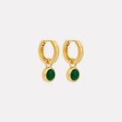 Yellow Gold Solace Yellow Gold Green Onyx Huggie Earring