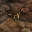 Solace Yellow Gold Green Onyx Huggie Earring
