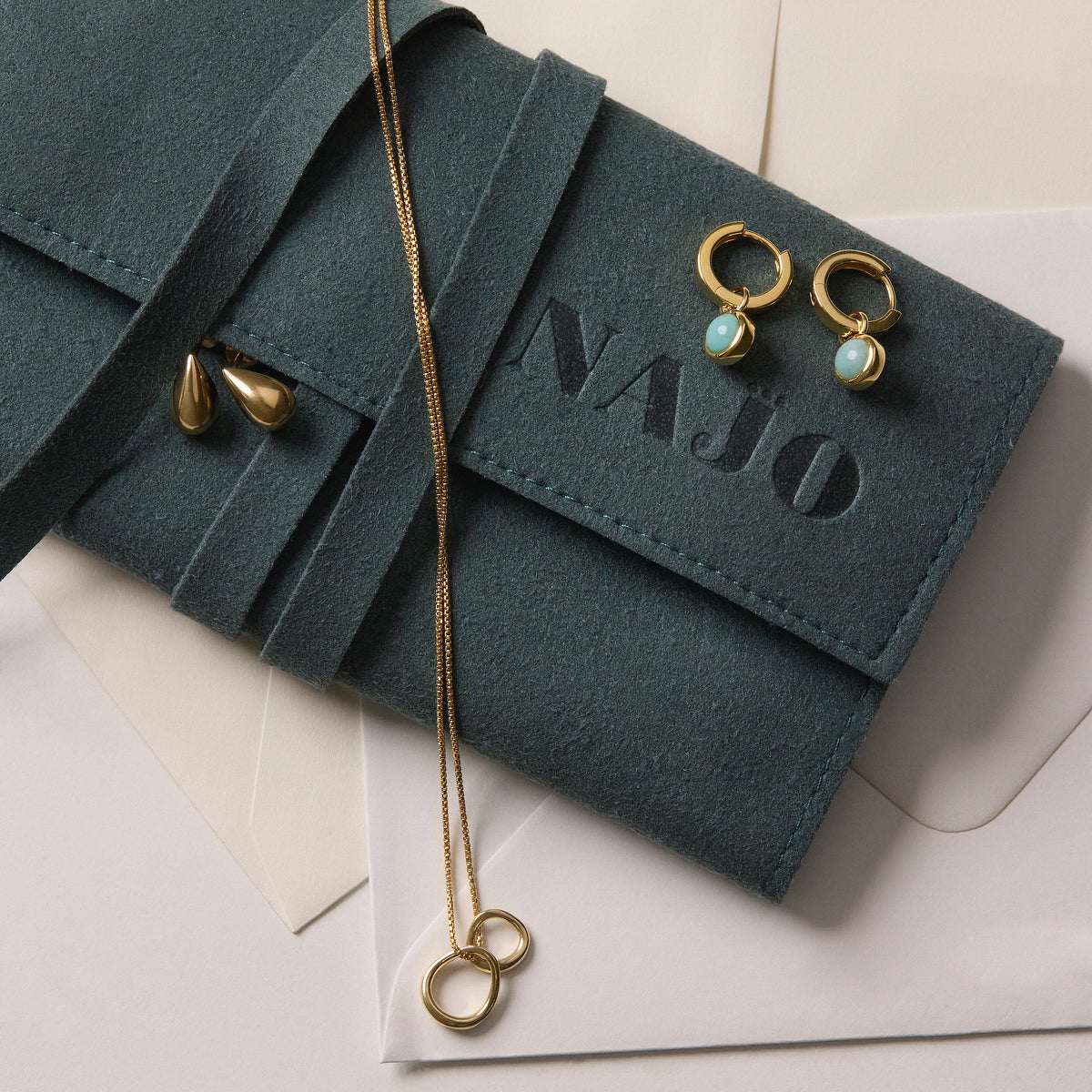 Solace Yellow Gold Amazonite Huggie Earring