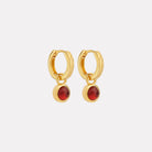 Yellow Gold Solace Yellow Gold Garnet Huggie Earring