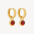 Yellow Gold Solace Yellow Gold Garnet Huggie Earring