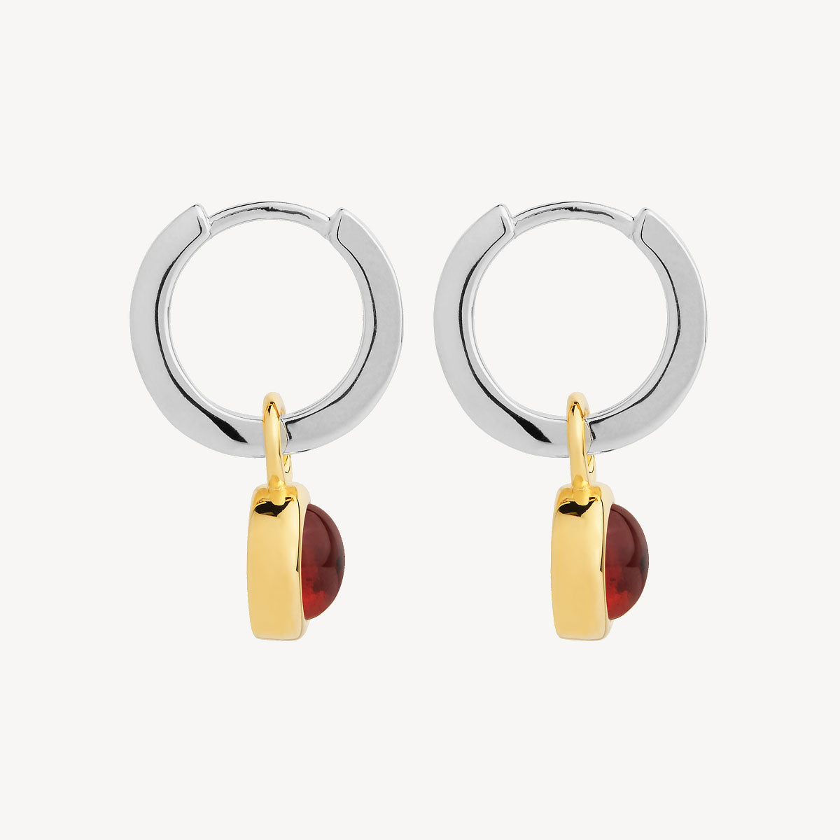 Solace 2-Tone Garnet Huggie Earring