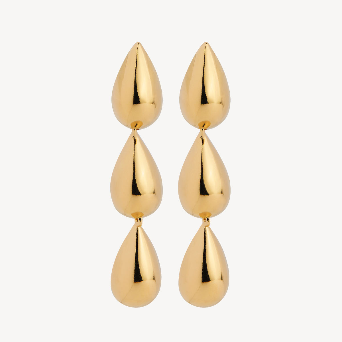 Yellow Gold Liora Triple Drop Stud Earring