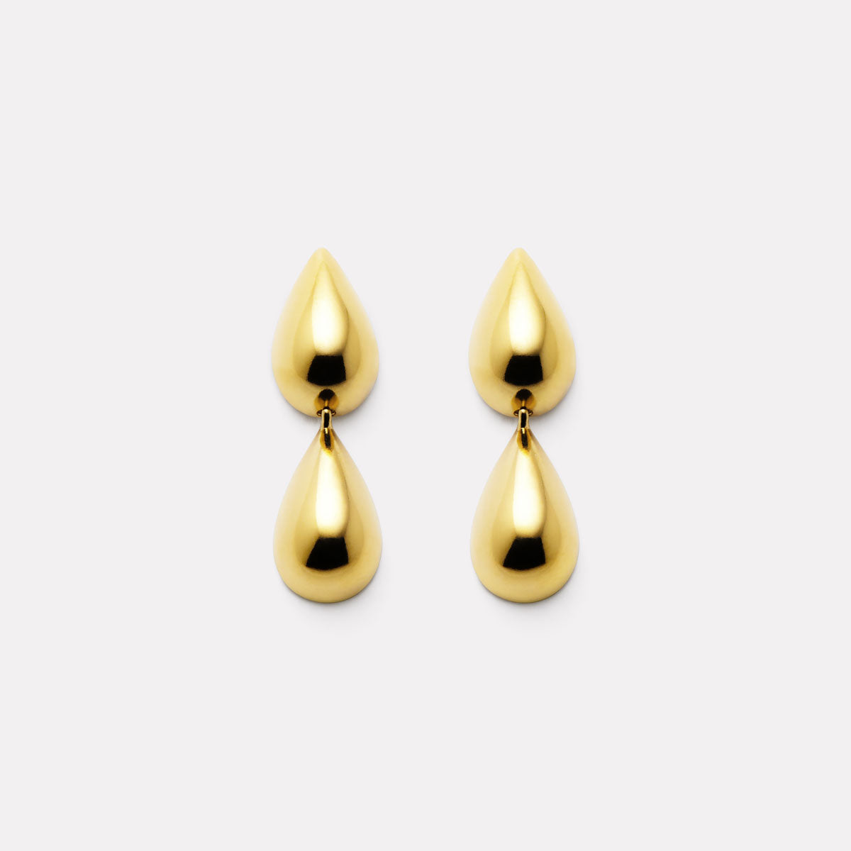 Yellow Gold Liora Double Drop Stud Earring