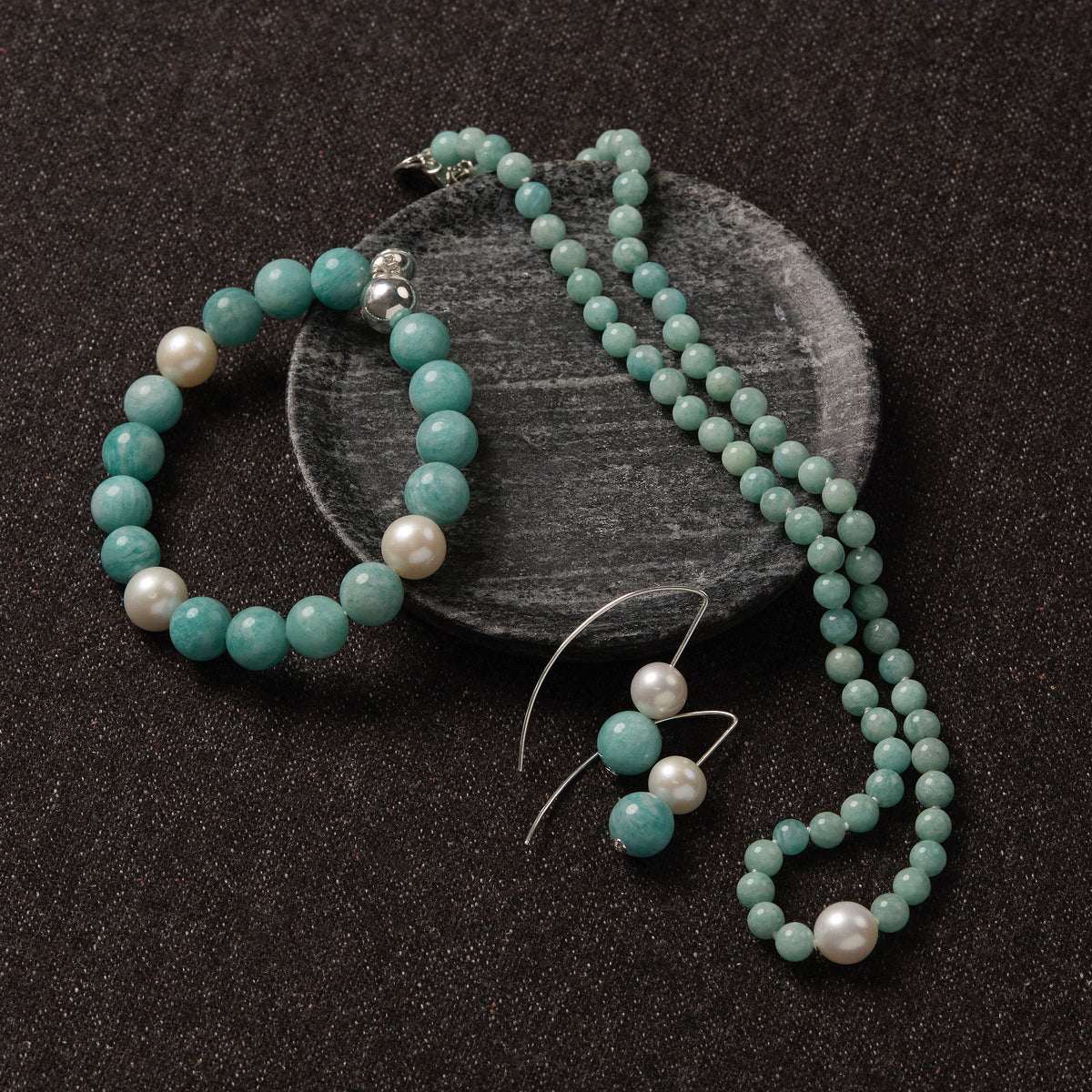 Sunset Amazonite & Pearl Earring