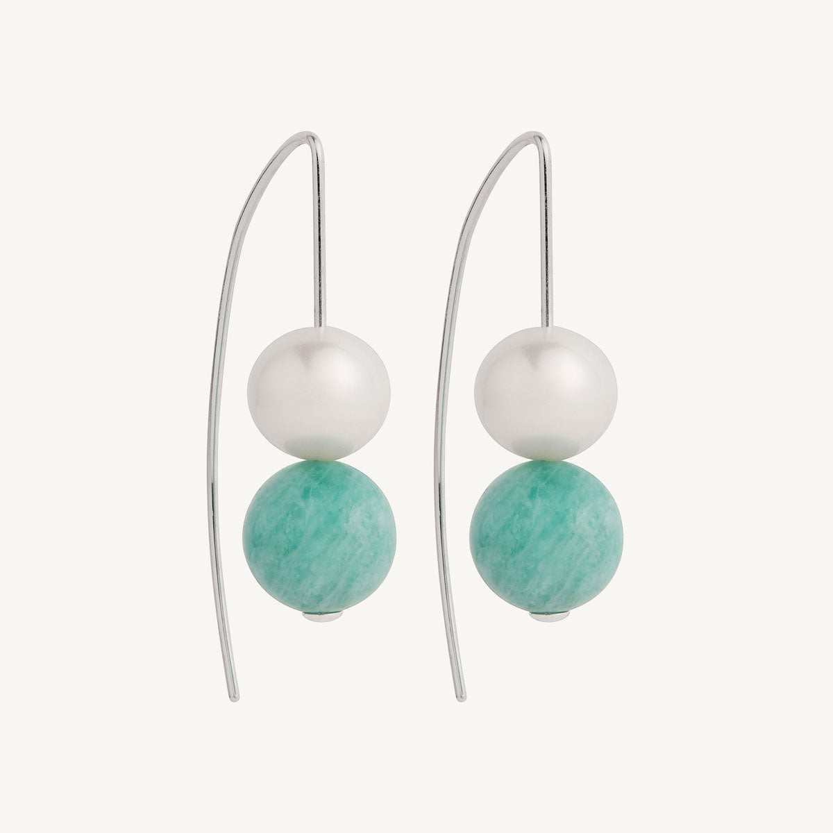 Sterling Silver Sunset Amazonite & Pearl Earring