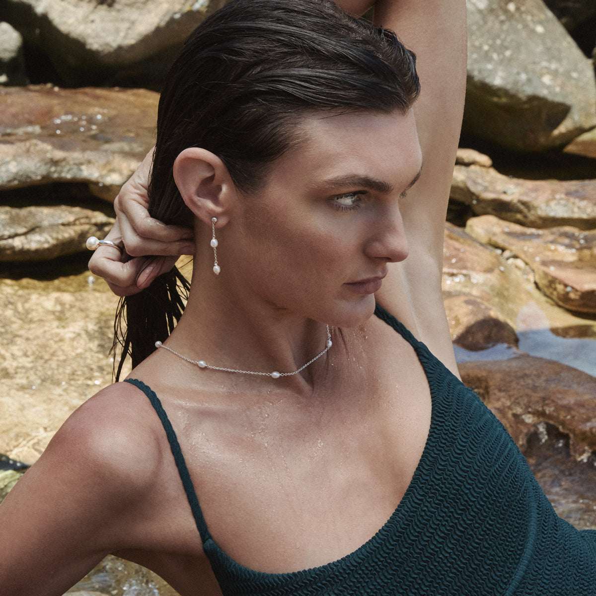 Tidal Whisper Double Pearl Earring