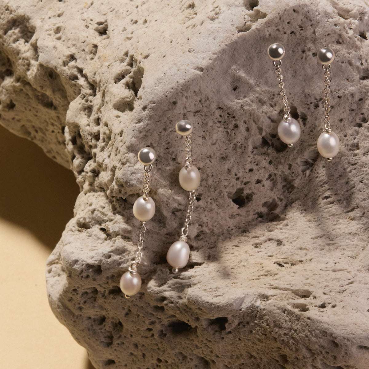Tidal Whisper Double Pearl Earring