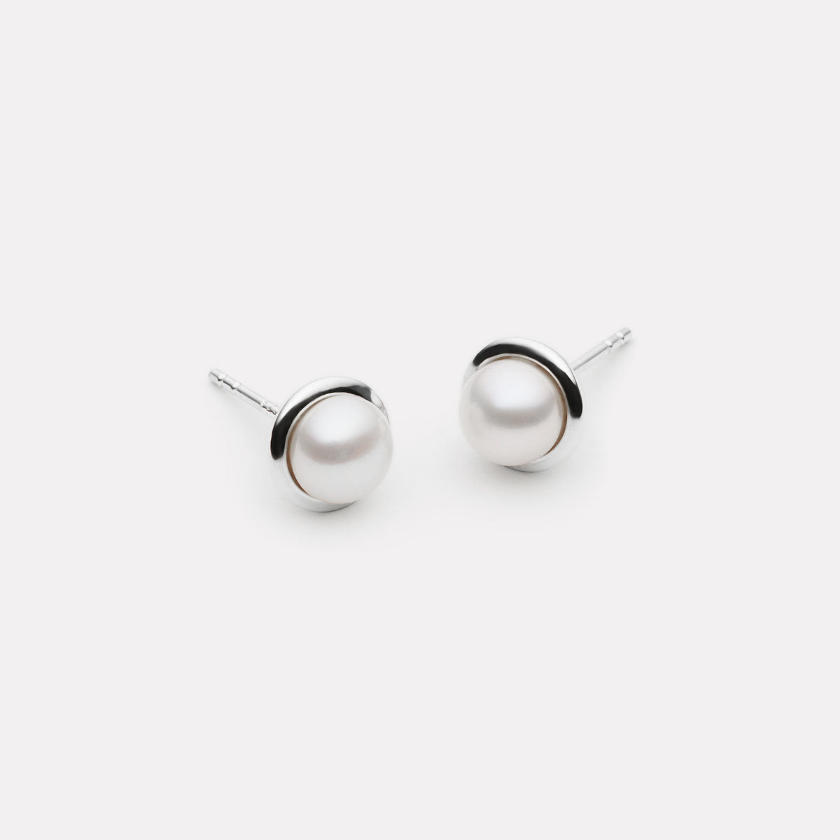 Sterling Silver Moonbeam Pearl Stud Earrings