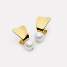 Yellow Gold Sunbeam Pearl Earrings