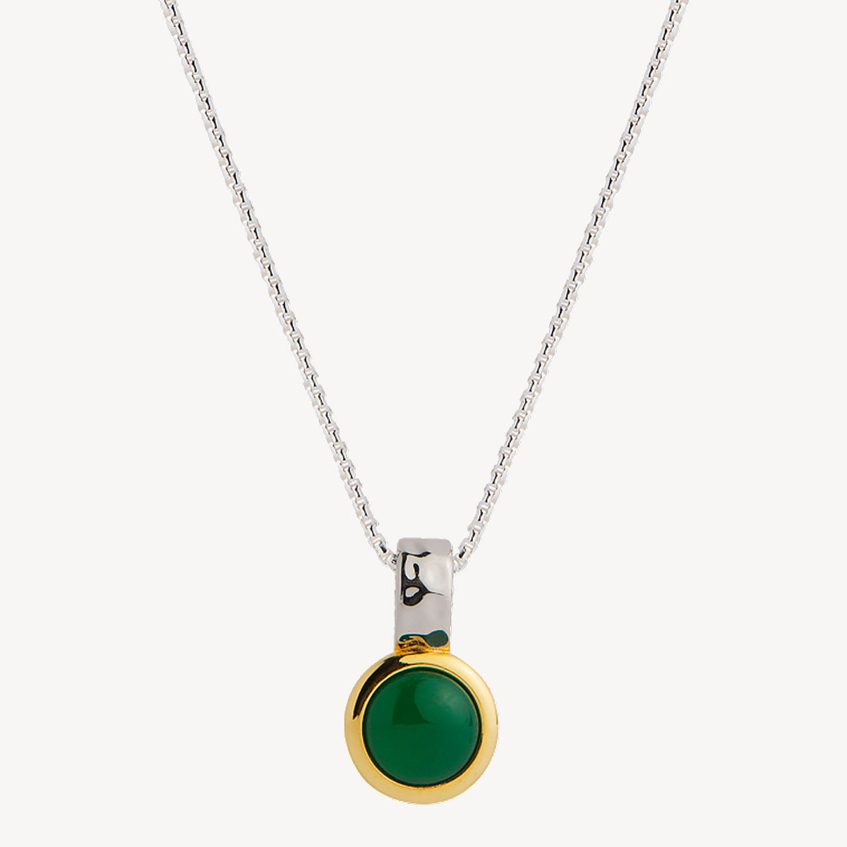 Sil Yell Gold Solace 2-Tone Green Onyx Necklace