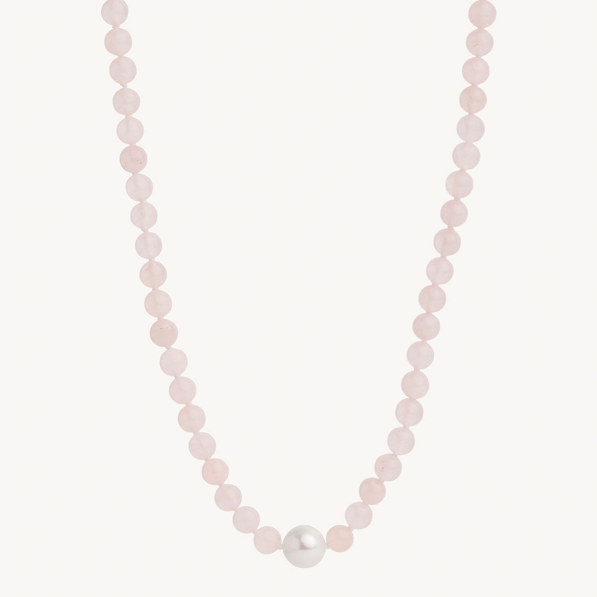 Sterling Silver Sunset Rose Quartz & Pearl Necklace