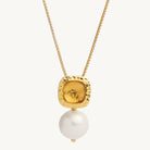 Sil Yellow Gold Coral Kiss Pearl Necklace
