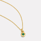 Yellow Gold May Emerald Birthstone Necklace