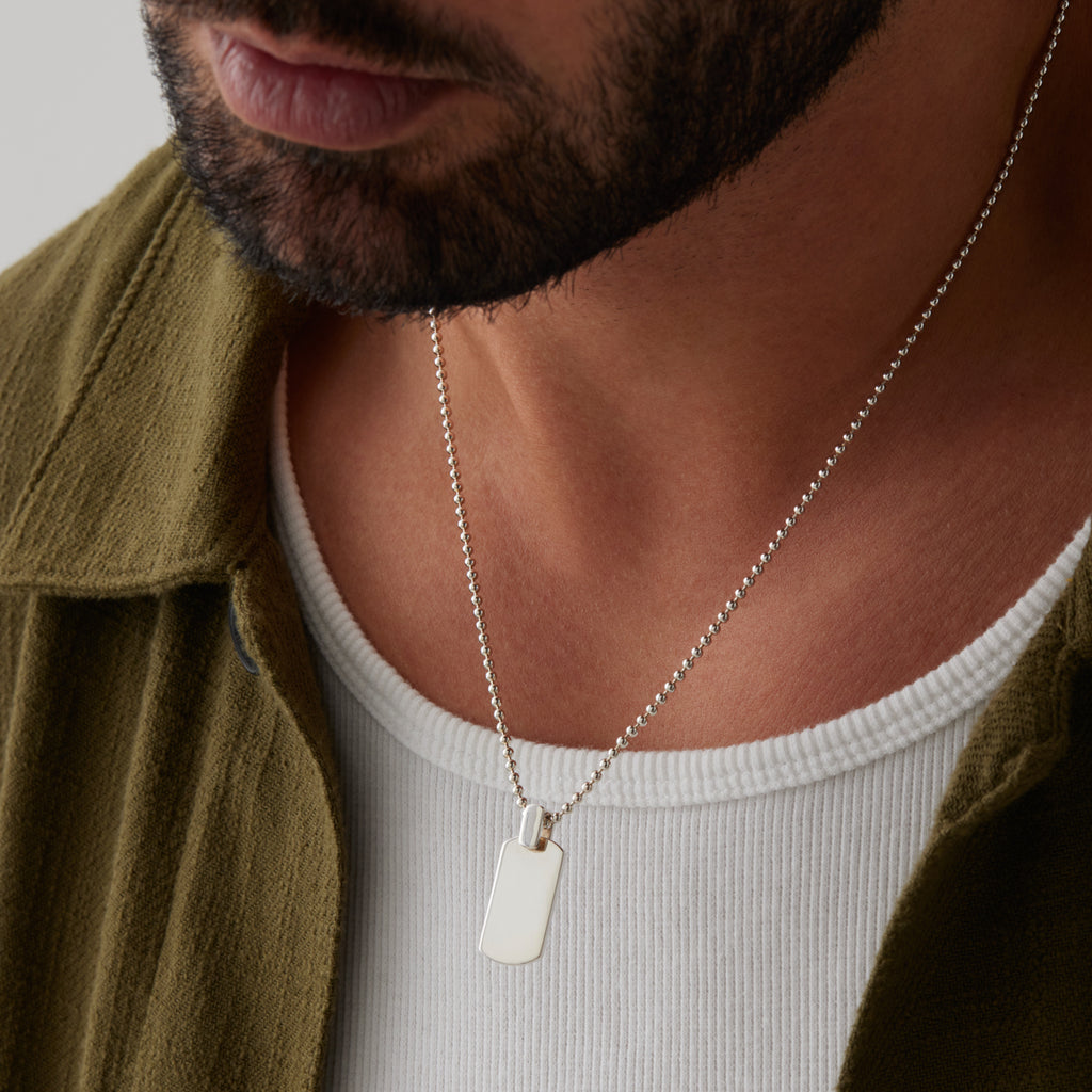 Insignia Men’s Silver Dog Tag Necklace