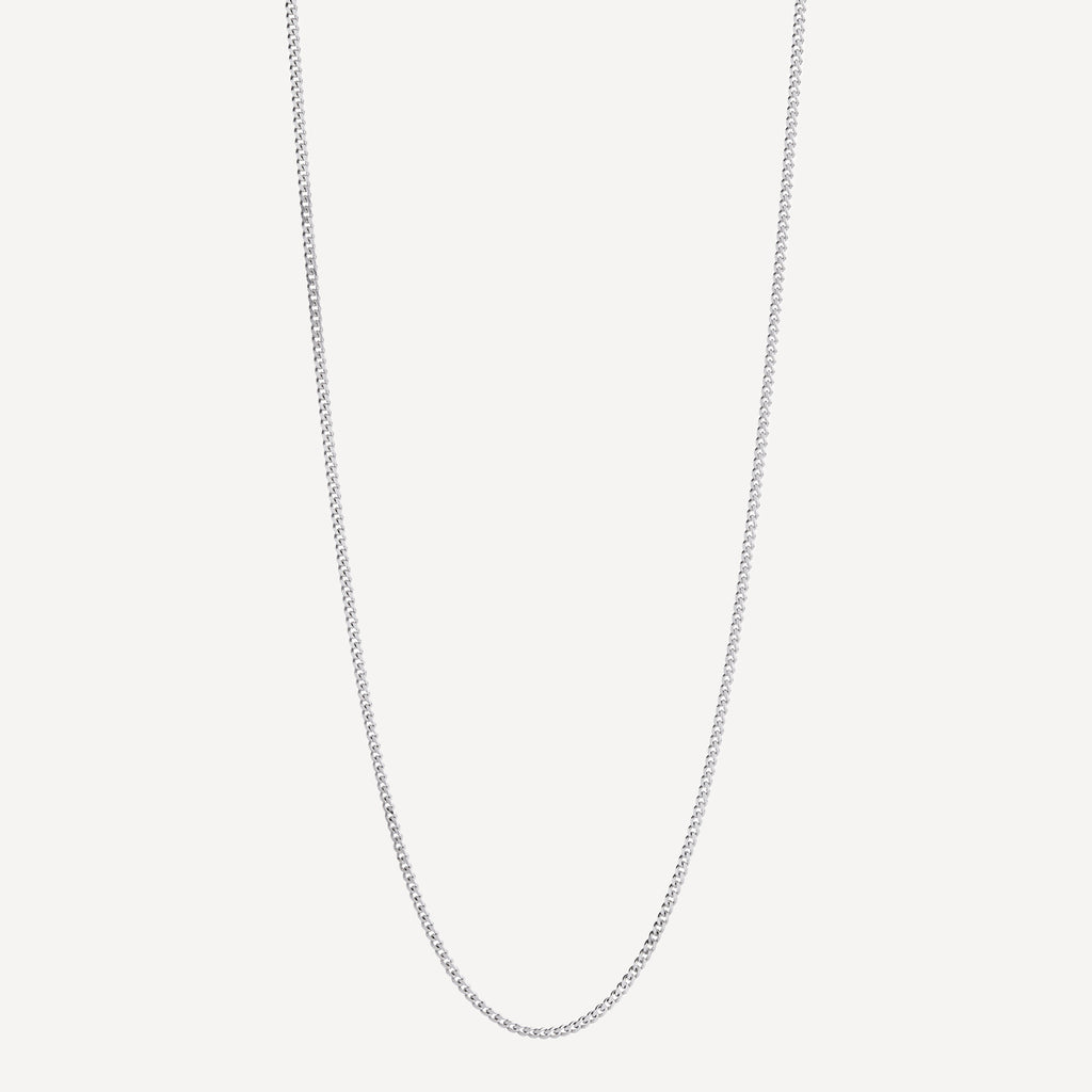 Sterling Silver Cuban Men's Silver Chain Necklace 2.1mm