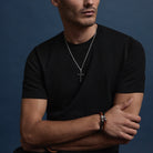 Kinship Men’s Leather and Steel Bracelet